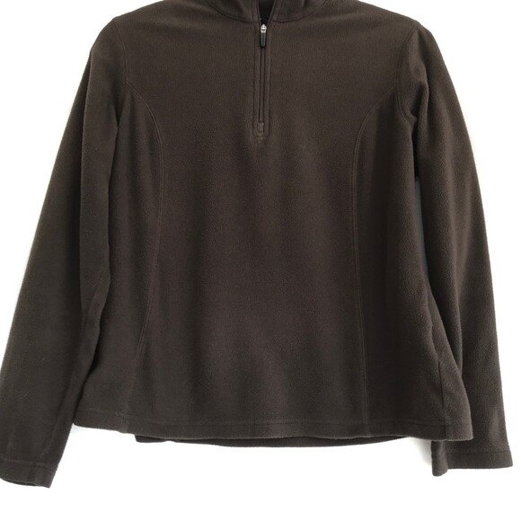 SOLD!! Lands End Brown Small Zip Pullover Fleece Long Sleeve Thermacheck Sweater - Picture 4 of 8